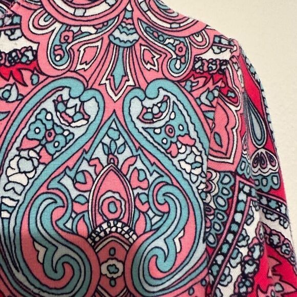 Talbots Women’s Pasiley Print Pink and Blue Long Sleeve TShirt Size Small - Picture 4 of 5